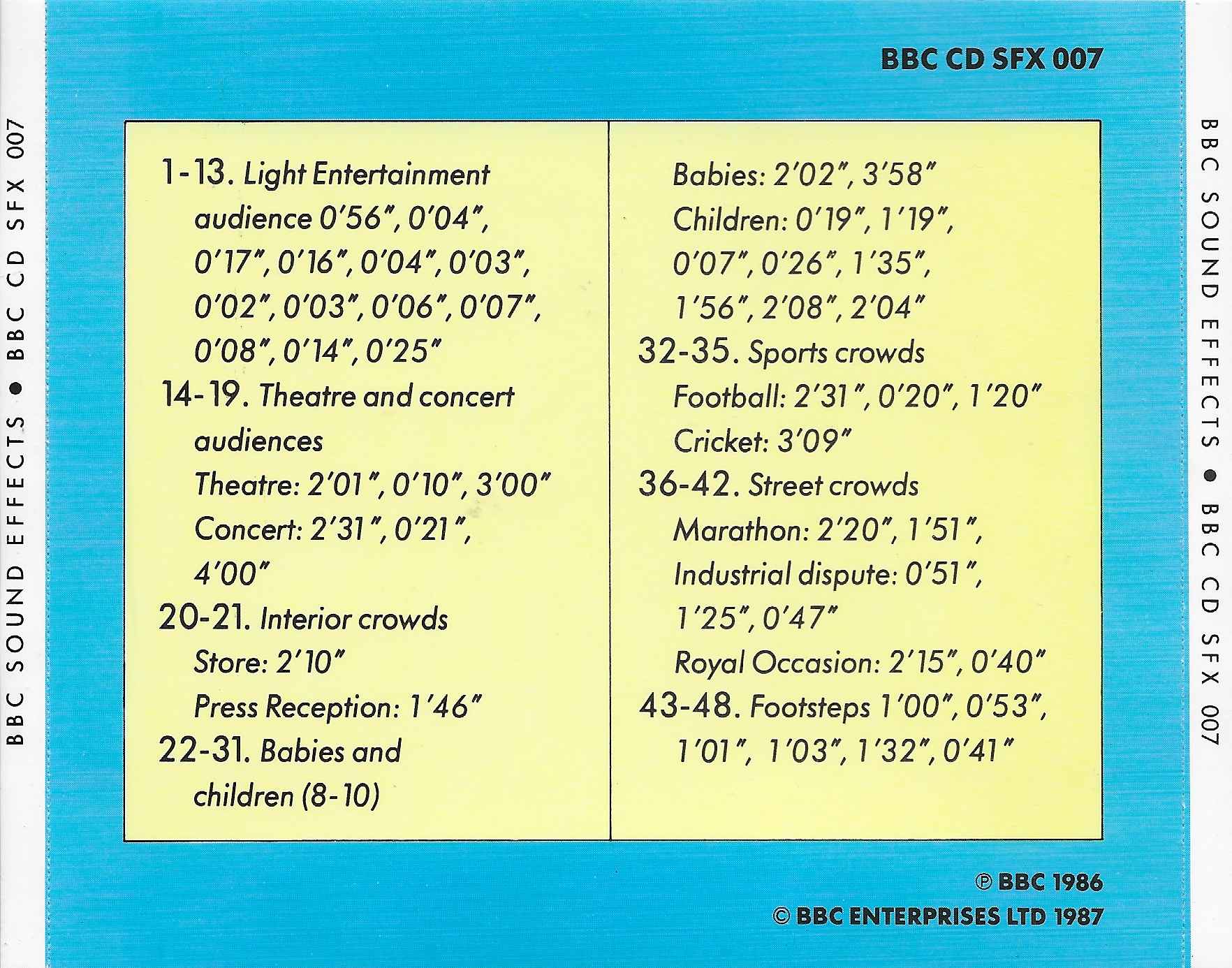 Back cover of BBCCD SFX007